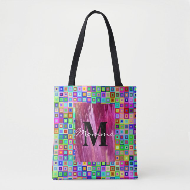 Tote Bag Colourful Colours Boxes Pink  (Front)