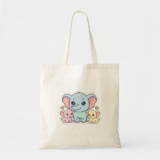 Tote Bag Cute Elephant's Mom & Kids