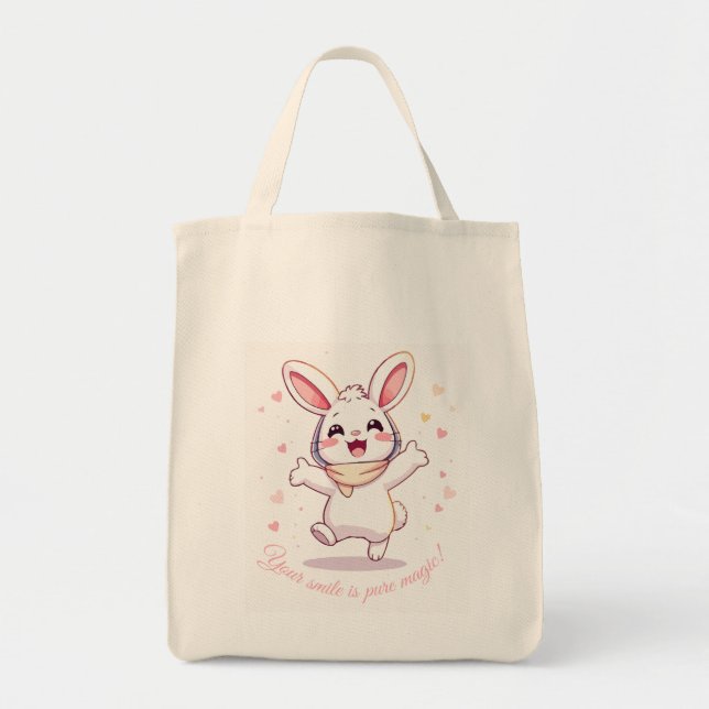 Tote Bag – Cute Pastel Rabbit Shopper (Front)