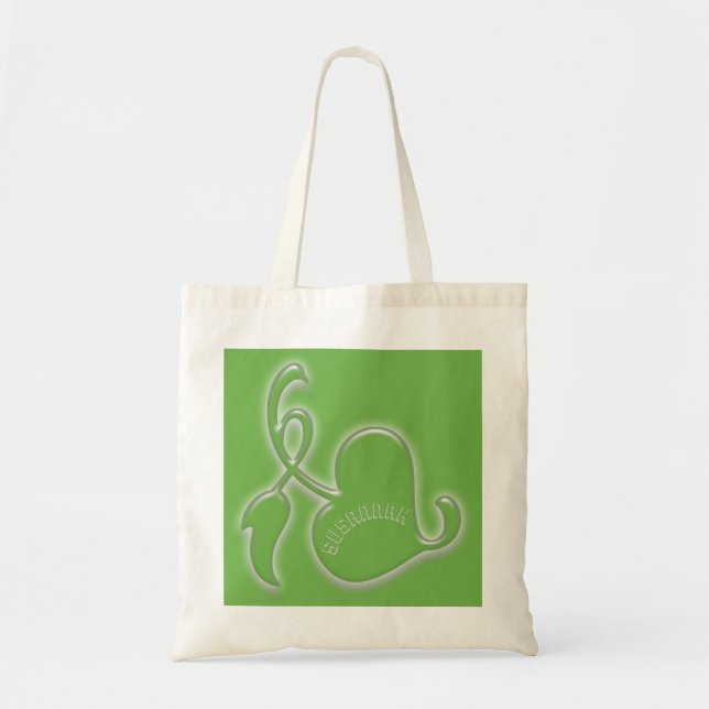 Tote Bag - Etched Look Leaf with Name (Front)