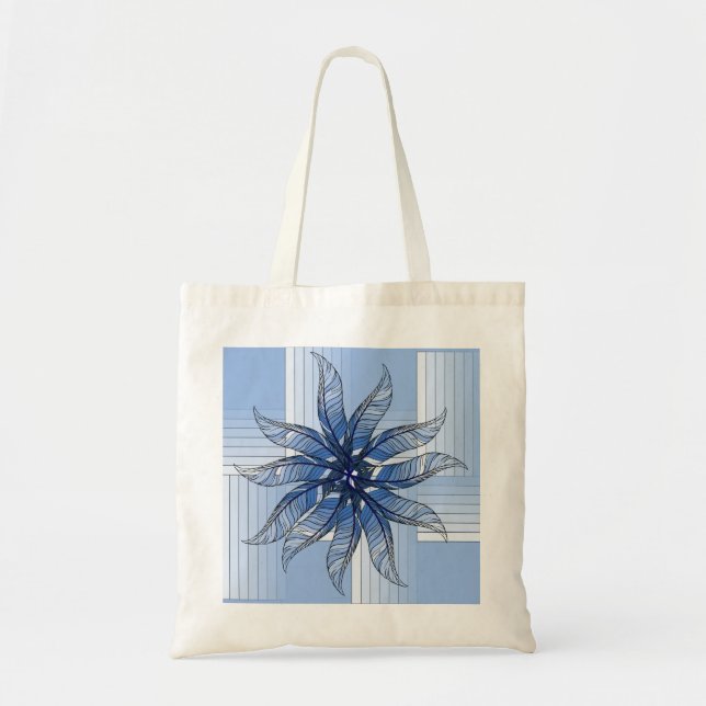 Tote Bag - Feather Pinwheel in Blue (Front)