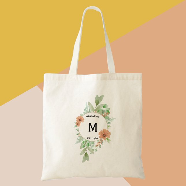 Tote bag, Floral Peach personalized birthday gift  Bag (Creator Uploaded)
