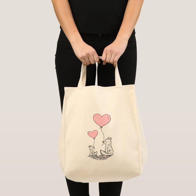 Tote Bag Foxy Pink Hearts  (Front (Product))