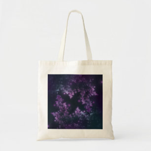 Tote Bag Fractal Leaves Violet Glow