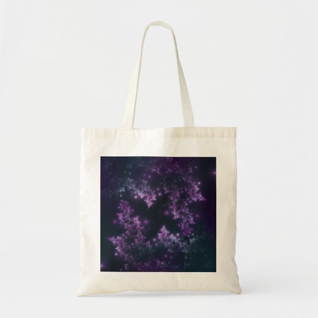 Tote Bag Fractal Leaves Violet Glow (Front)