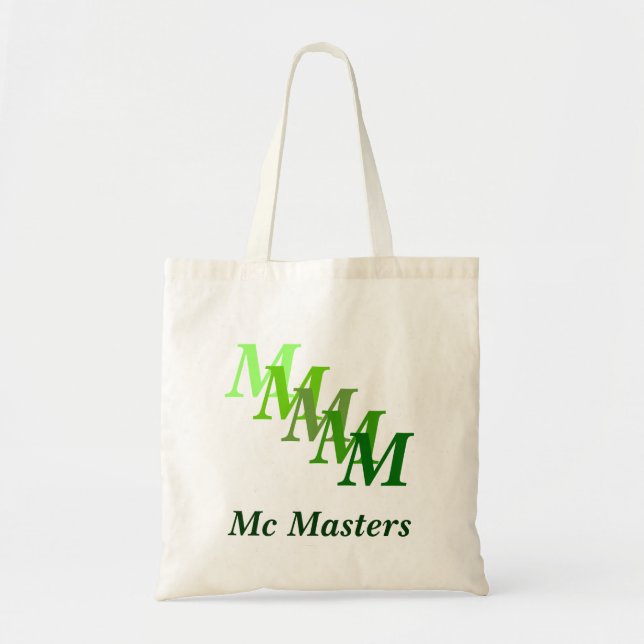 Tote Bag - Green Name and Initials (Front)