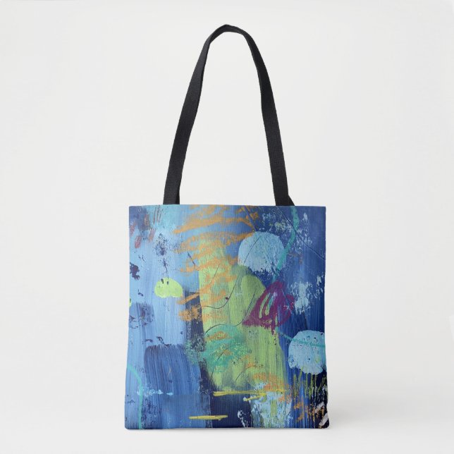 Tote Bag in the blue Underwater Cave Design (Front)