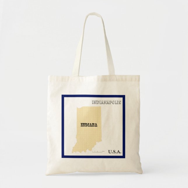 Tote Bag - Indiana State Map with City (Front)