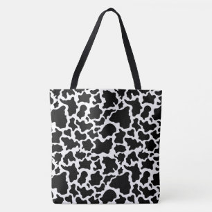Tote Bag-Large Black & White Cow Spotted Print