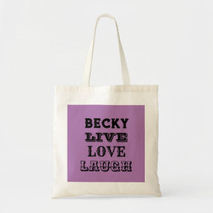 Tote Bag LIVE LAUGH LOVE NAME PURPLE 