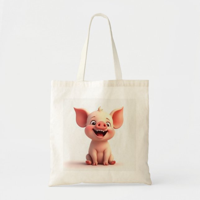 Tote Bag lucky baby pig image (Front)