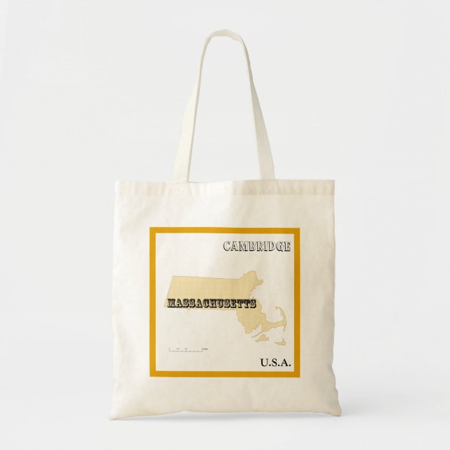 Tote Bag - Massachusetts State Map with City (Front)