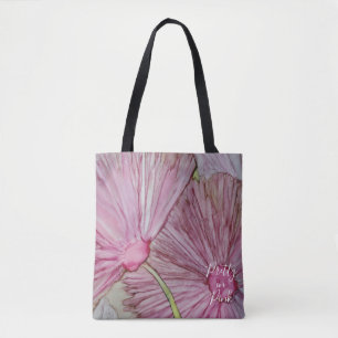 Tote Bag, Medium "Pretty Pink Flowers"