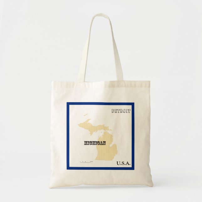 Tote Bag - Michigan State Map with City (Front)