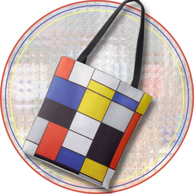 TOTE BAG -Mondrian Abstract Pattern of Many Colour (Creator Uploaded)
