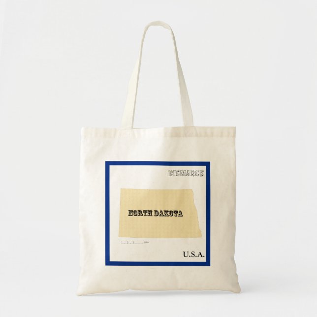 Tote Bag - North Dakota State Map with City (Front)