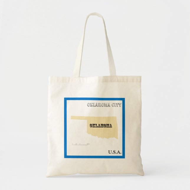 Tote Bag - Oklahoma State Map with City (Front)