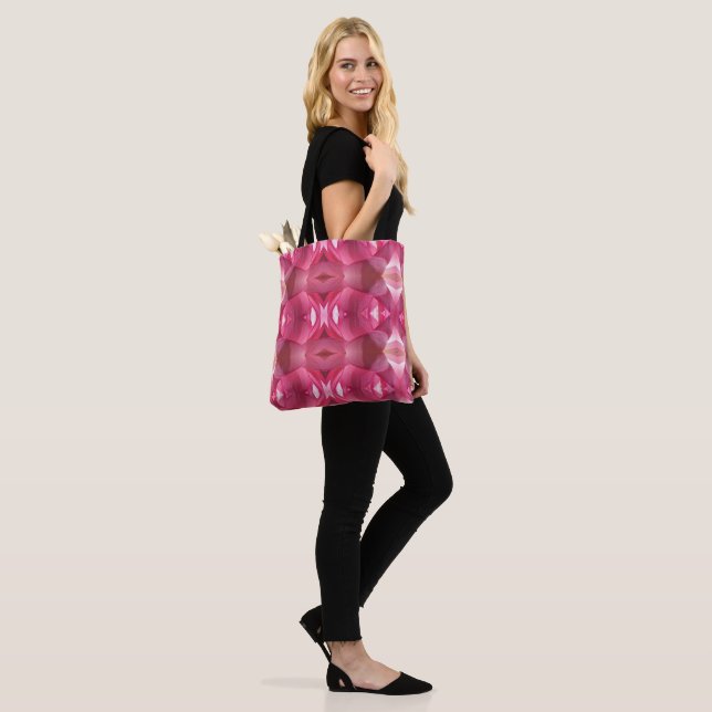 Tote Bag Pink Lotus Abstract (On Model)