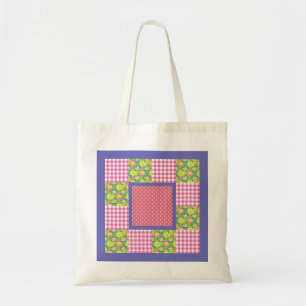 Tote Bag: Pink: Primroses, Polka Dots, Gingham Bag