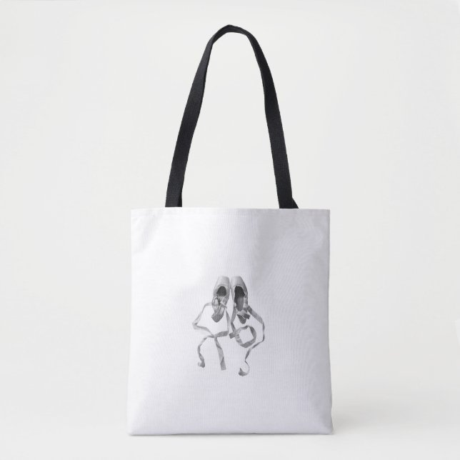 Tote Bag: Pointe Shoes on White Background (Front)
