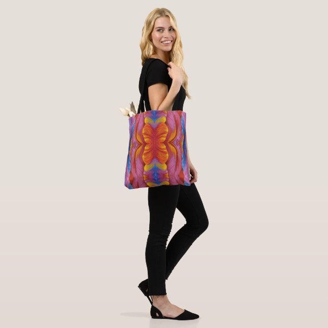 Tote Bag Rainbow Tulip Abstract (On Model)
