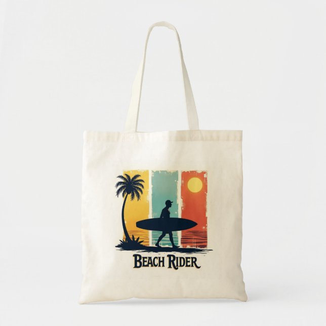 Tote Bag 🌴 Retro Beach Rider Surf Style (Front)