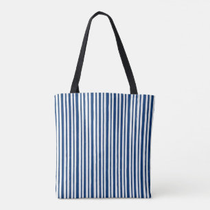 Tote Bag, Rugged Blue & White Stripe Vertical Bag