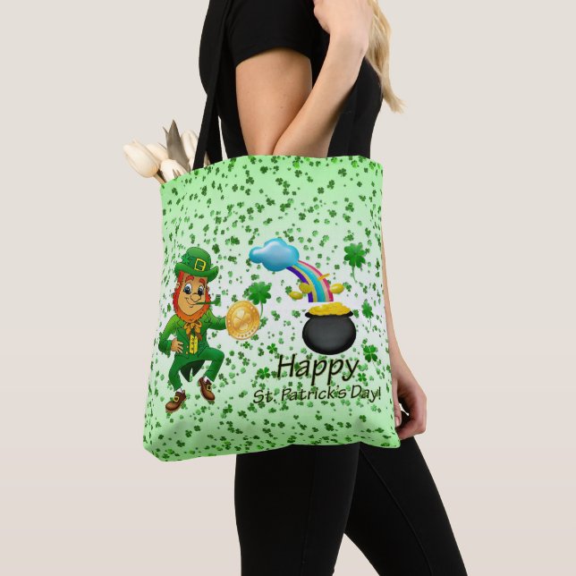 Tote Bag Saint Patrick's Day Rainbow Clover (Close Up)