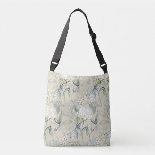 Tote Bag Soft Green and Flowers