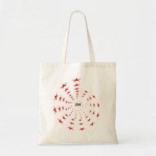 Tote Bag - Spirals of Red Stars and Initials