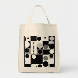 Tote Bag Throw Pillow Bauhaus 60s Black white abs