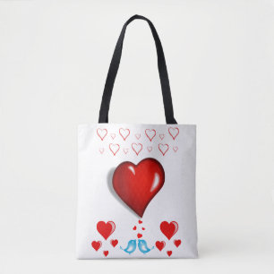 Tote bag valentines day love hearts