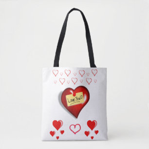 Tote bag valentines day love hearts