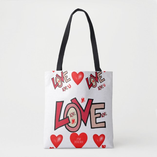 tote bag valentines day love hearts (Front)