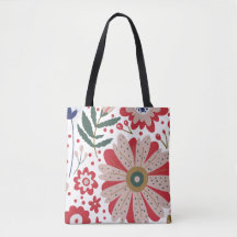 Tote Bag, Vibrant Reds, Nature inspired