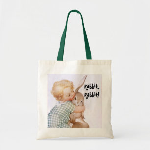 Tote Bag Vintage Child Hugs Rabbit, Rabbit! Sack