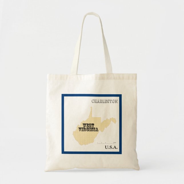 Tote Bag - West Virginia State Map with City (Front)