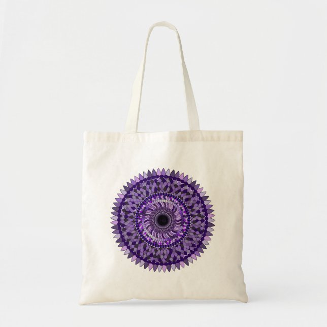 Tote bag with a purple mandala design (Front)