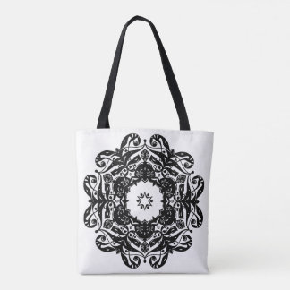 Tote Bag with Black and White Ornements