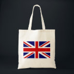 Tote bag with british union jack flag<br><div class="desc">Tote bag with british union jack flag. Cheapest gift idea for national event. English red white and blue colours.</div>