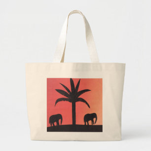 Tote Bag with Elephant Scene