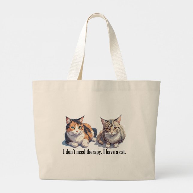 Tote Bag With Funny Cat Theme design (Back)
