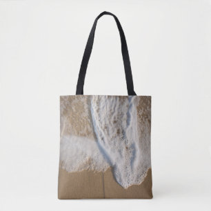 Tote bag with image of sea water on beach