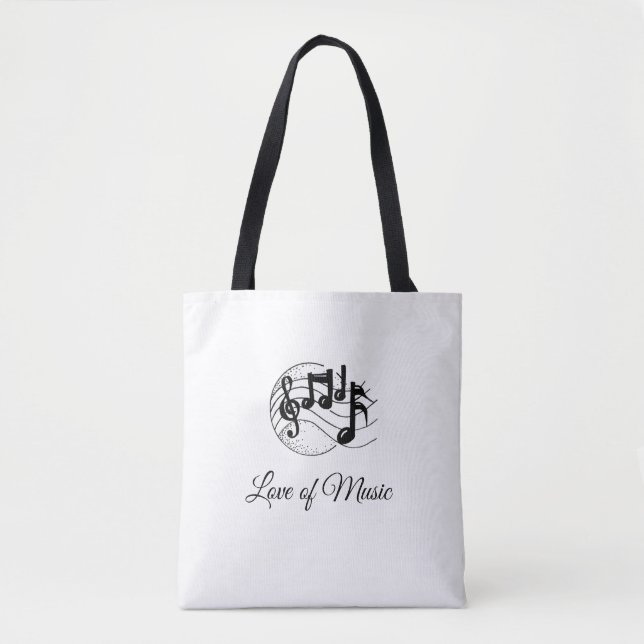 Tote Bag with Love of Music notes (Front)