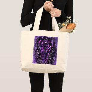 Tote Bag with Purple Elephant