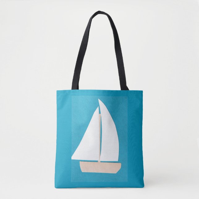Tote Bag with Sailboat Design (Front)