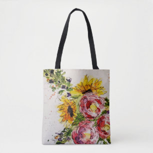 Tote Bag with Whimsical Floral Design