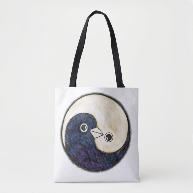 Tote bag with Yin Yang doves design (Front)