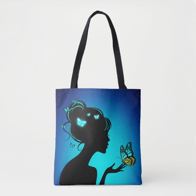 Tote Bag Women Butterflies Blue (Front)
