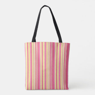 Tote Bag, Yellow & Pink Stripe Vertical Bag
